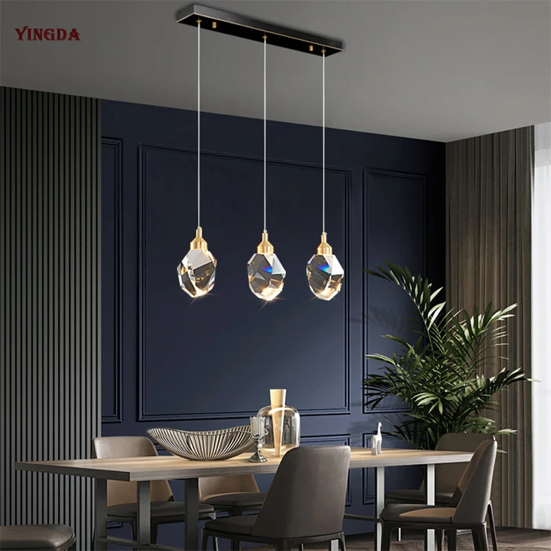 H65 Plná medená reštaurácia Luster Creative Diamond Crystal Lamp Bar High-end Luster Simple Sieť Červené ľadové žiarovky