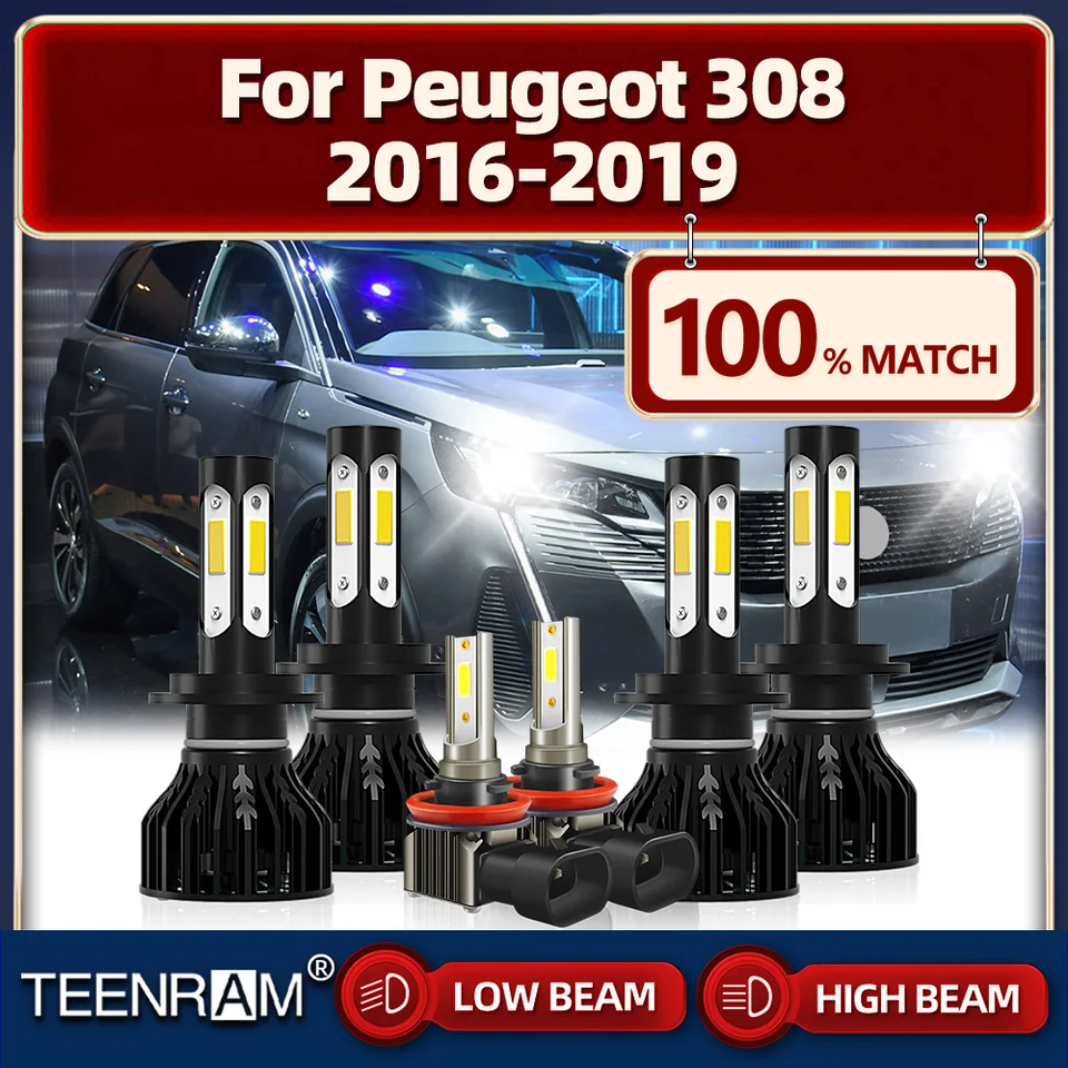 H7 CANBUS LED svetlá žiarovky 60000LM SLEDNETSKO SLEDNETY 6000K WHITE FOG LAMPS 12V Super Bright for Peugeot 308 2016 2017 2018 2018 2019