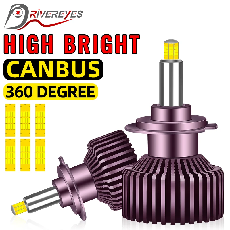 H7 H4 H11 LED žiarovka 360 72ks CSP Chip D2S D4S 9005 9006 HB3 HB4 9012 pre moto-hi-Low Thin Turbo H1 H8 H9 Canbus bez chýb 6500k
