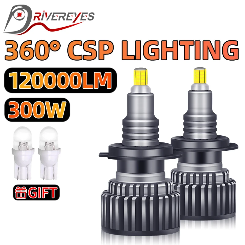 H7 LED 360 Svetlomet automobilu 120000LM LED H11 H8 H1 880 881 H27 9005 HB3 9006 HB4 9012 HIR2 H9 H16 300W FOG LIGHT MINI LAMP pre objektív