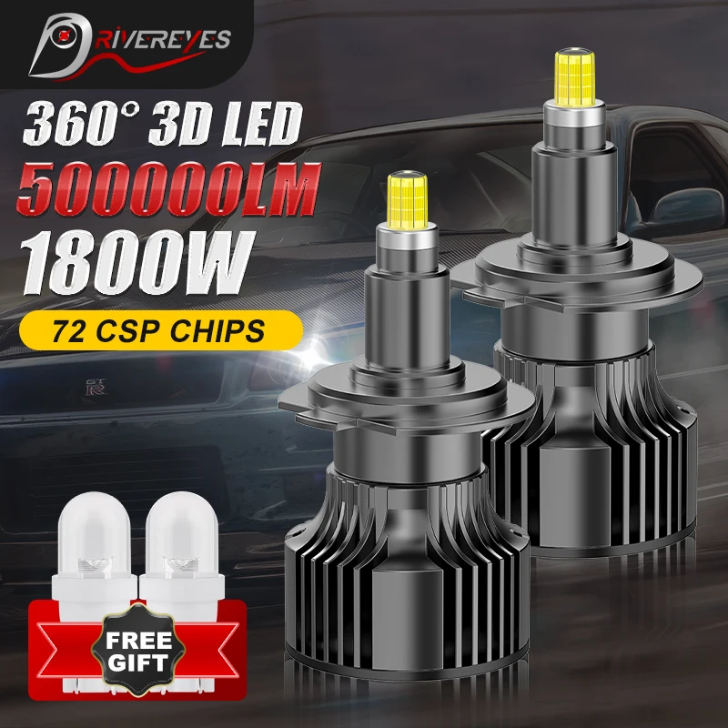 H7 LED CANBUS H1 H3 HLAVIDLO 3D 360 pre projektorové šošovky H11 9005 HB3 9006 HB4 LED žiarovka 6000K FOG LIGHT 12V 1800W Plug-N-Play
