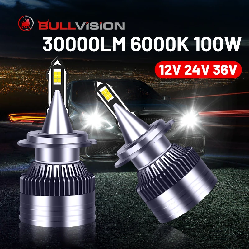 H7 LED žiarovka pre nákladné vozidlá Light H4 H11 HB3 9005 HB4 9006 9012 HIR2 HIR2 HIR2 HIGH LOW LEAM Super Bright Bus Canbus LED svetlomet 12V 24V 36V