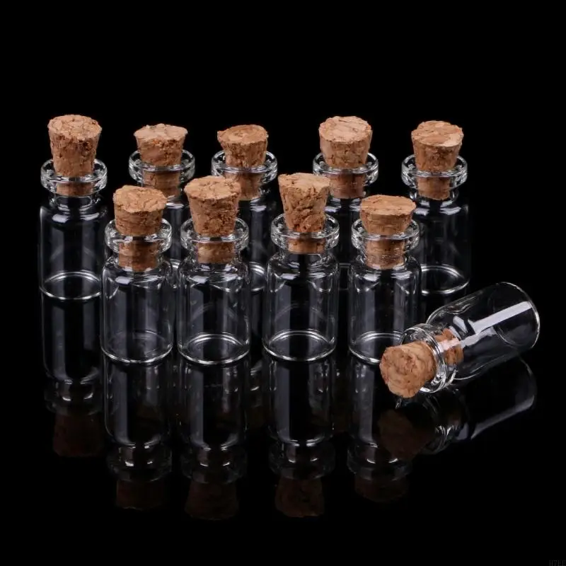 H7EE 10ks Mini sklo pre fľašu Fľašu s príveskom na úložisko Cork