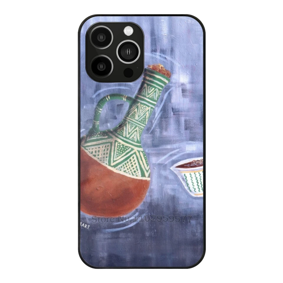 Habesha Jebena a Finjaan Tradičné východoafrické kávové sklenené puzdro pre iPhone 15 14 13 12 11 Pro Max Mini x XR XS