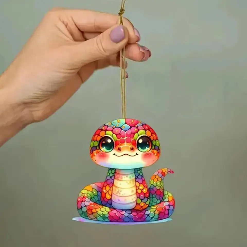 Hadi milenec auto príslušenstvo slávnostné karikatúry Snake CAR prívesok na vianočný nový rok dekor ľahký závesný ornament pre stromy
