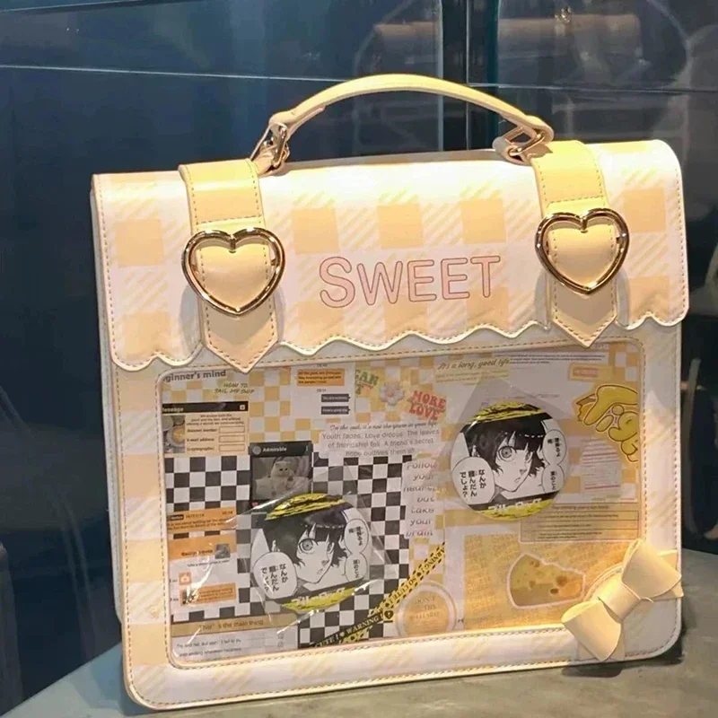 Haex lolita kocka ita tašky Ženy kawaii subkultúra malá kapacita Študenti DIY batohy Dizajnér Nový PU rameno Bolso Mujer