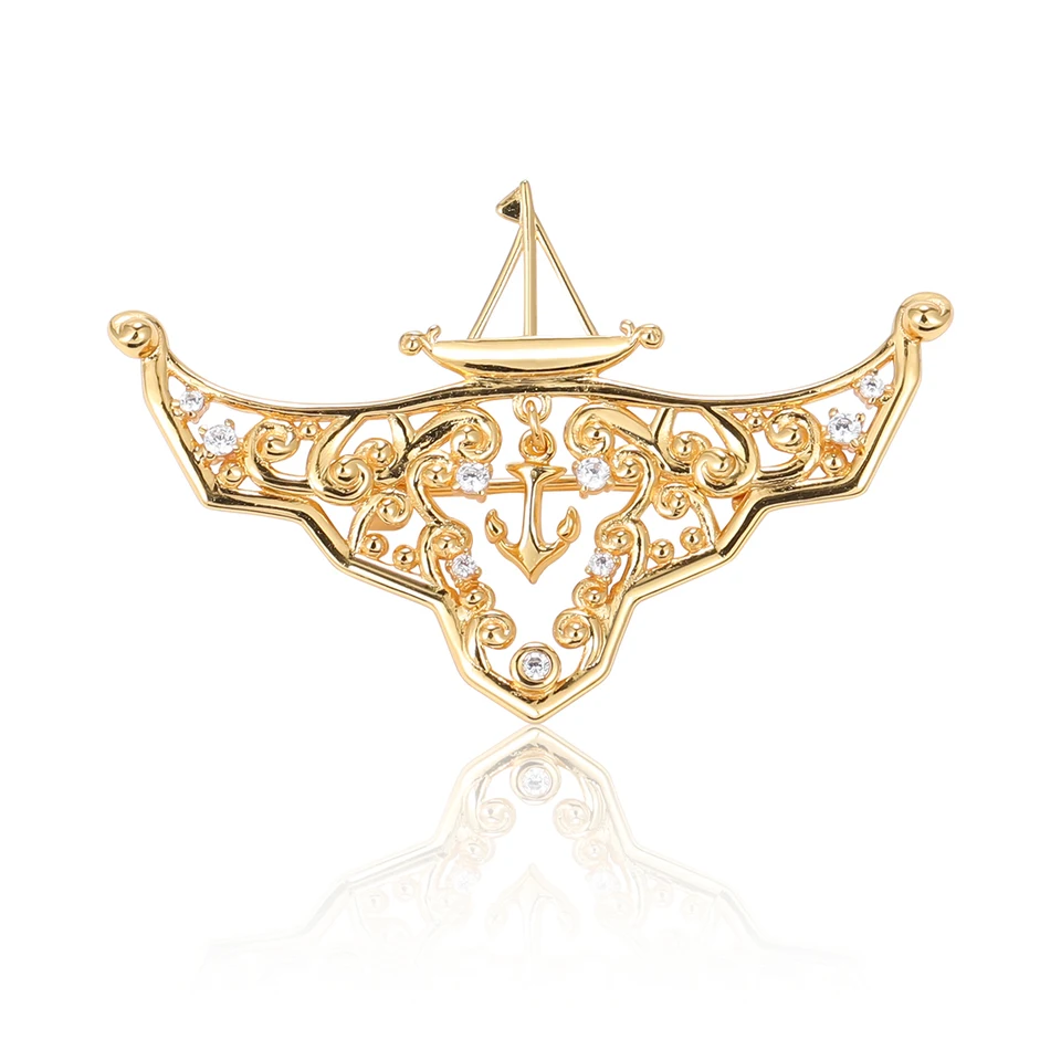 Haike S925 Sterling Silver Brošňové dámske kotvové a odznaky dizajnérske vlnové vzory Elegantné temperament a osobnosť módy