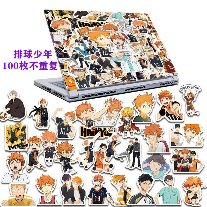 Haikyu !! Nálepky na príručku Kawaii Kreslenie anime periférneho karikatúry Hinata xiangyang mobilný telefón puzdro DIY