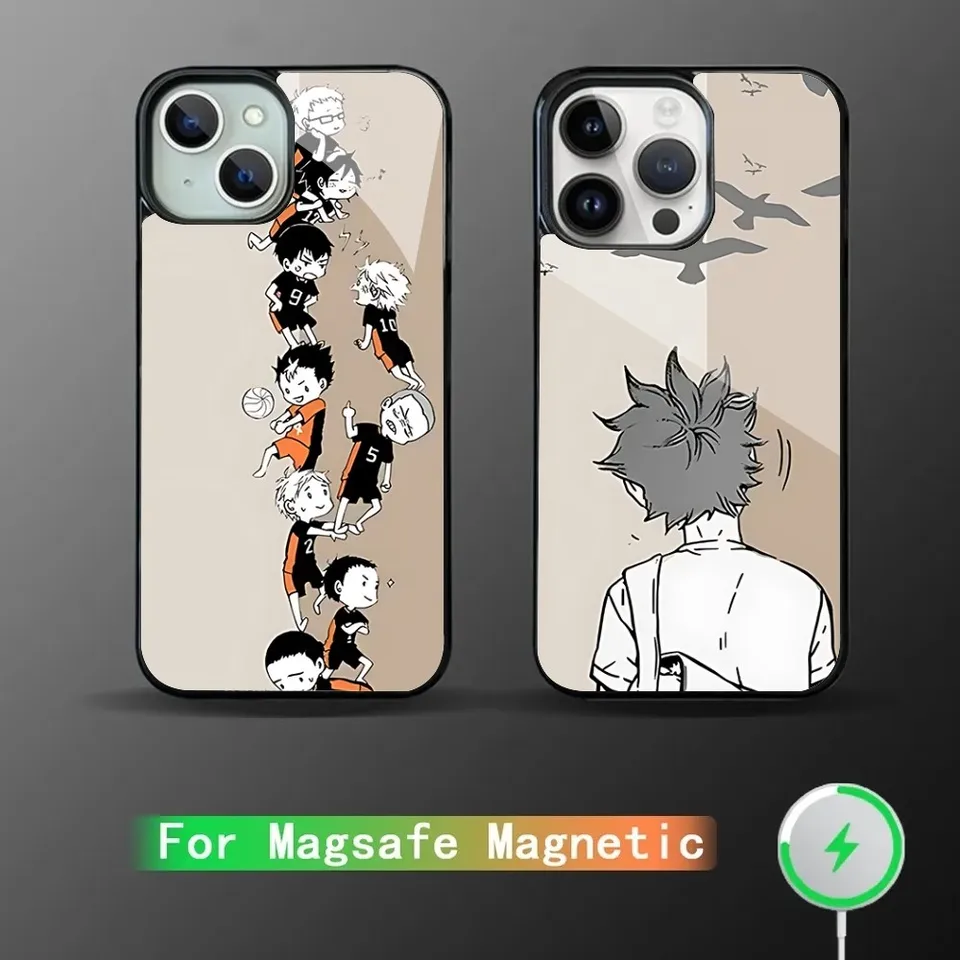 Haikyuu Oya volejbal Japan Japan Anime Telefón Case Strong Magnetic pre iPhone Pro Max Mini Mirror pre MAGSAFE Wireless Nabíjanie
