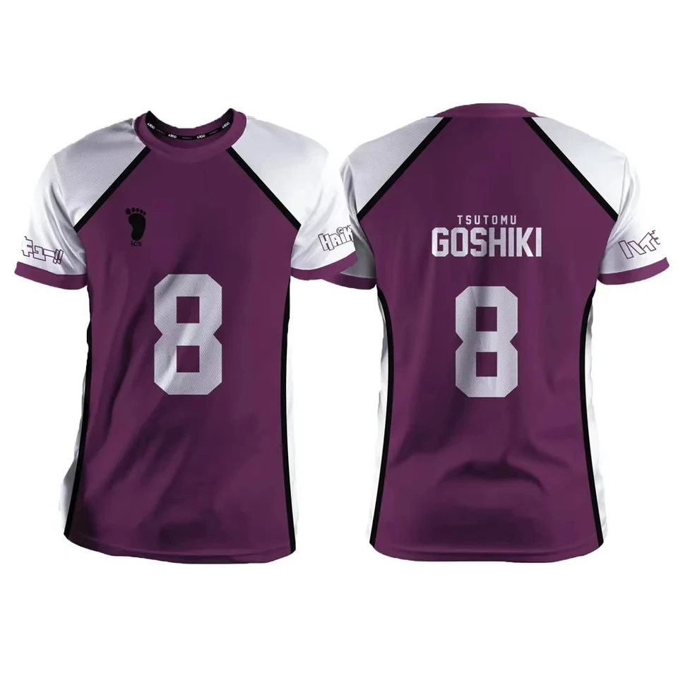 Haikyuu Shiratorizawa Purple cartoon anime cosplay muž mužy letný krátky rukáv Unisex Tee Tops módne ženy Tričko Tričko