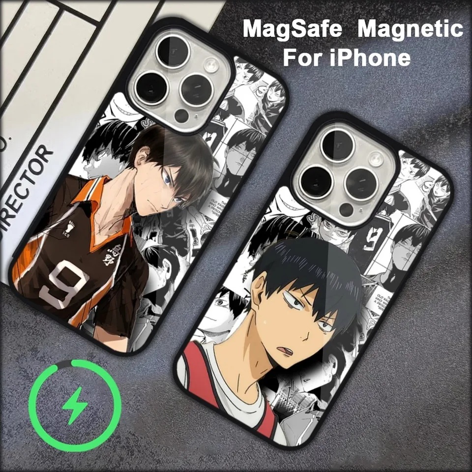 Haikyuu Tobio Kageyama telefónny puzdro pre iPhone 15 14 13 12 11 Pro Max Plus Magsafe Black Soft Cover