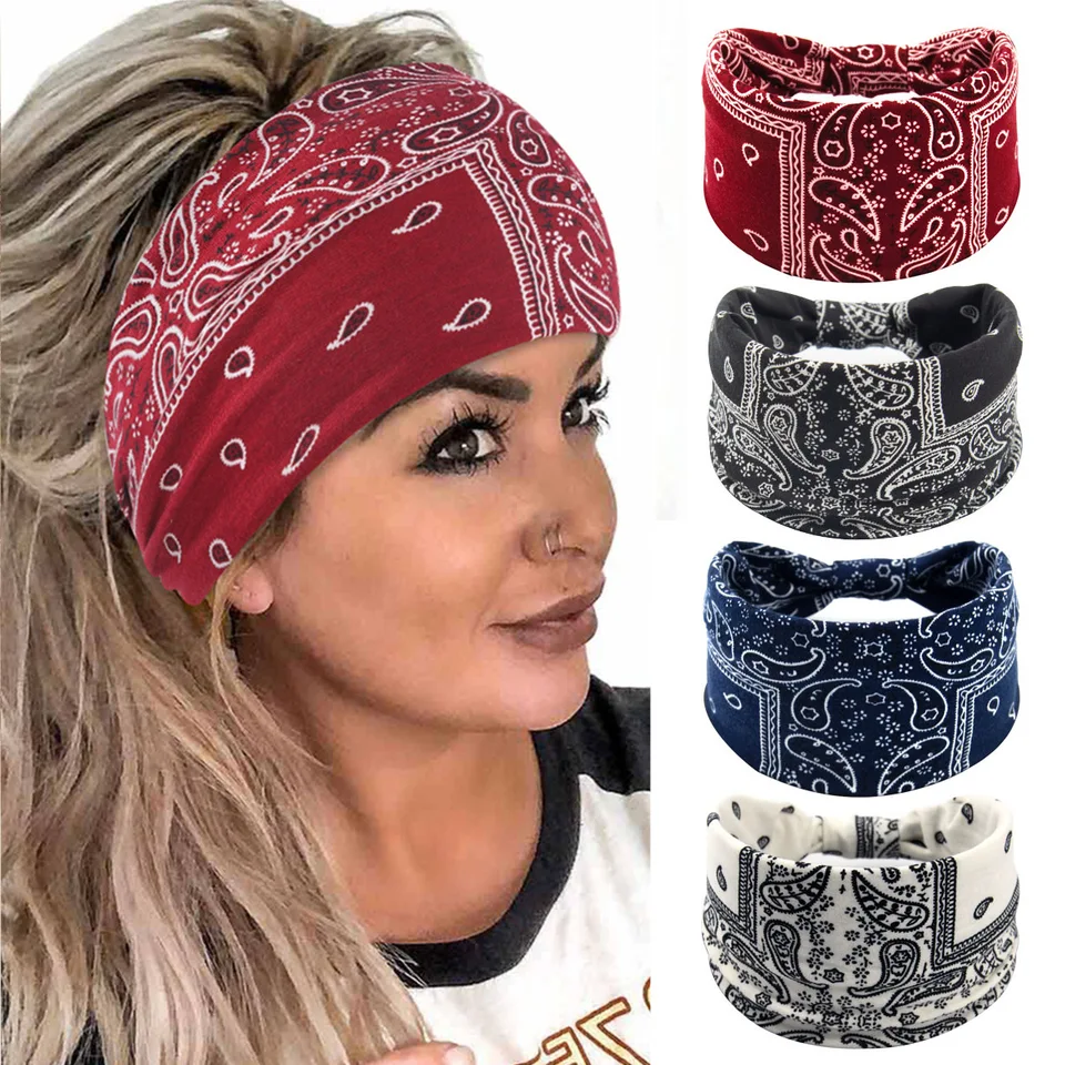 Hairband Bohemian Casew Yoga Cvičenie Hairband proti potu a absorbovanie elastickej bavlnenej čelenky kravata čelenka