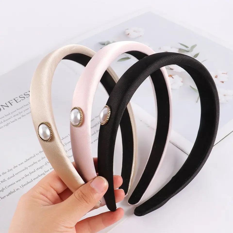 Hairband Retro Headdress Wash Wash Feare Huľa make -up perla vlasový obruč Kórejský štýl čelenka saténové dám