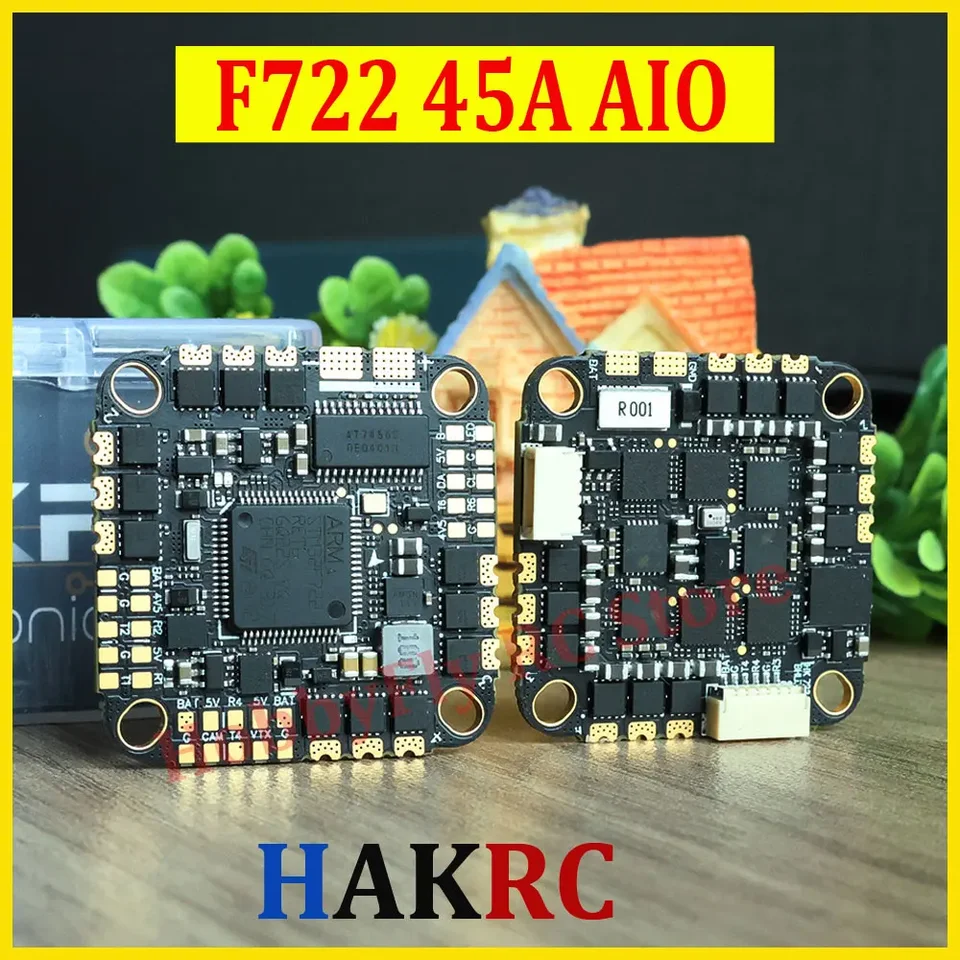 HAKRC F722 45A AIO Flight Controller BLHeli_32 128K ESC 2-6S DUAL GYRO 25-26,5 mm pre RC FPV freestyle Racing Drone