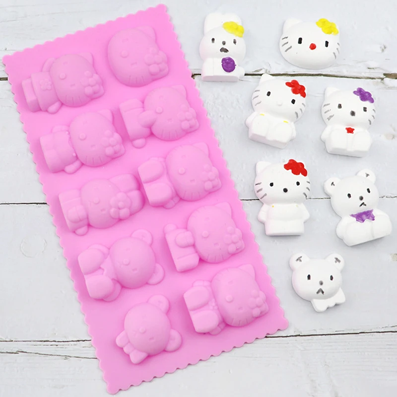 Hallo mačiatko ľadový podnos silikónovej formy DIY čokoládové sušienky na pečenie Nástroje sanrio roztomilé kutilstvo pečenie epoxy candy form