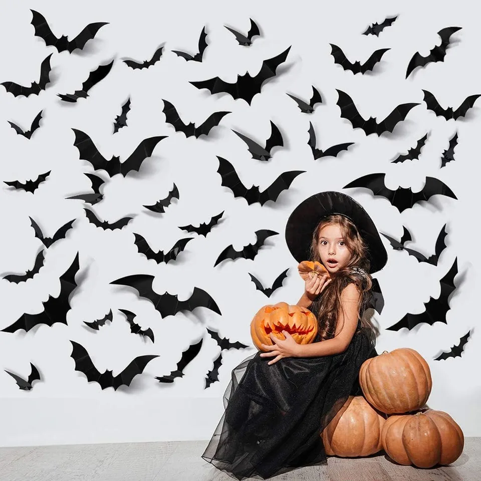 Halloween 3d BAT Wall Stumpers PVC čierny nálepka pavúky Halloween dekorácie pre domácu spálňu bar Halloween Horor rekvizity