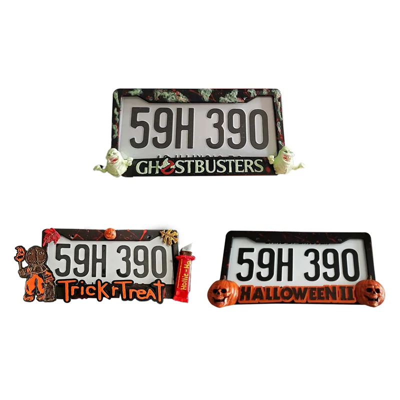 Halloween Auto Auto Rám Halloween Personalizovaný ozdobený poveternostnými poznávacími znakmi držiteľom automobilových príslušenstiev