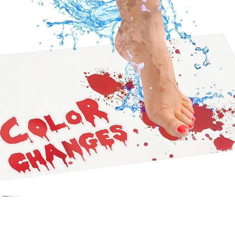 Halloween Blood Blood Mat Farba Zmeniť list Červené mokré stopy sprchy Non smyk koberce kúpeľňa nekĺzavý koberec