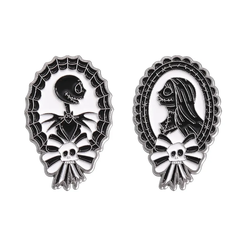 Halloween Bride pár odznak Scythe Ghost Couch Clown Snake Grave Enamel Broš