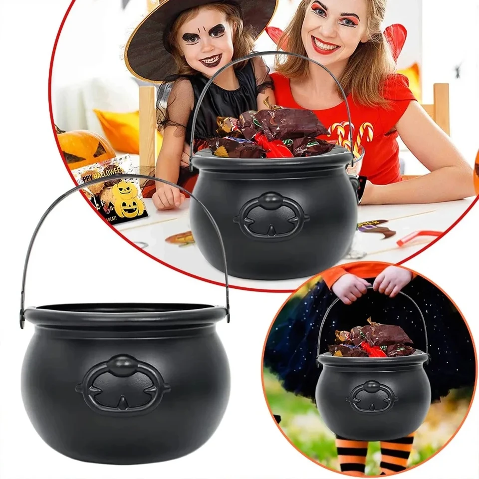 Halloween Candy Bucket for Kids Hallowen Party Darček Držiteľ Cauldron Čierna čarodejnica Small Prop Bowl Hallowen Dekorácie