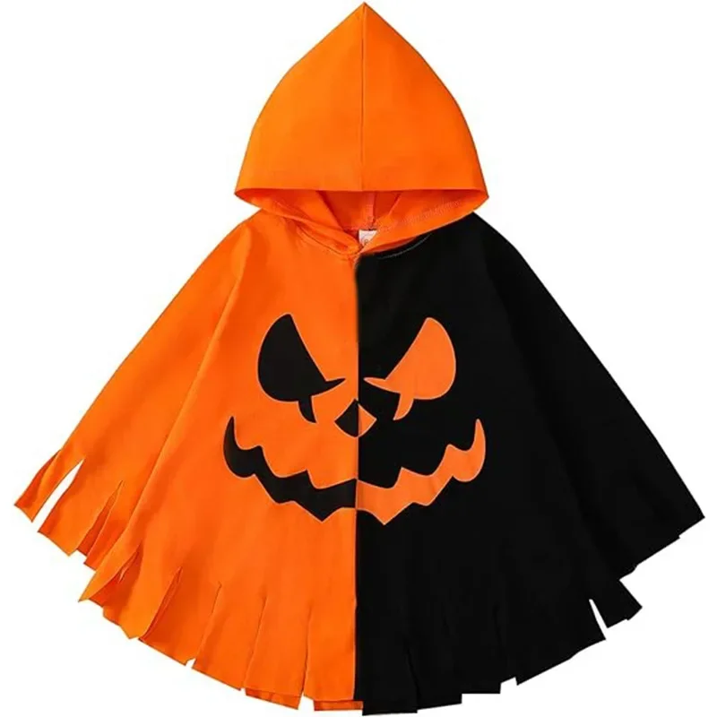 Halloween Cloak Karneval Detský odev s kapucňou back-to-škola Maškarádokolorový blok tlačia