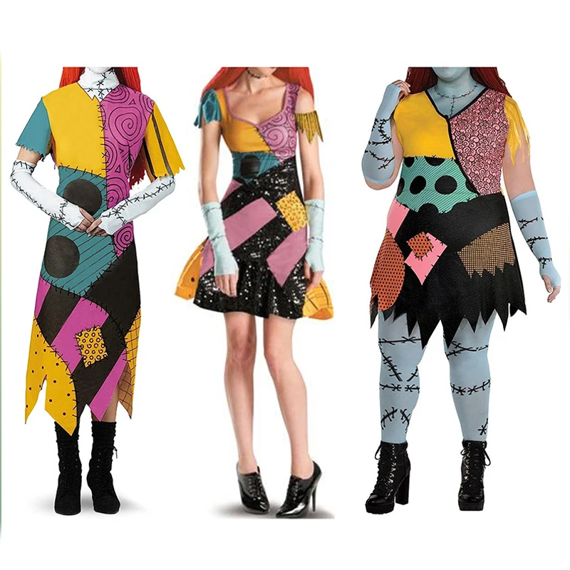 Halloween Cosplay kostýmy vianočné plačúce nočné Sally Print Šaty Diablo cos cosplay girl sukň
