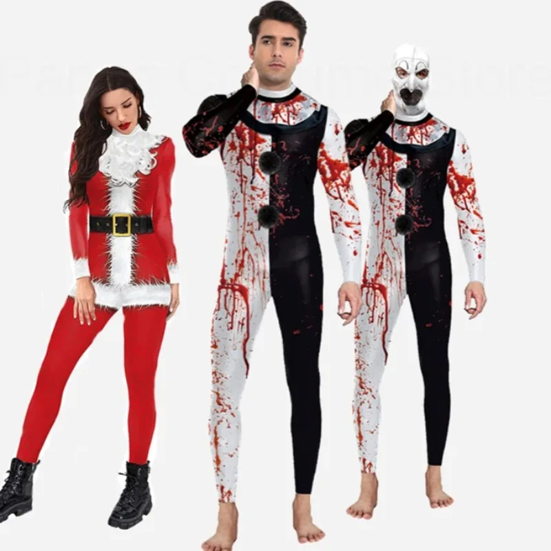 Halloween Cosplay Scary Terristier 3 Tlačené kombinézy Klaun krvavé obdivovateľ kostým Zenti Party Cosplay Bodysuit Romper unisex