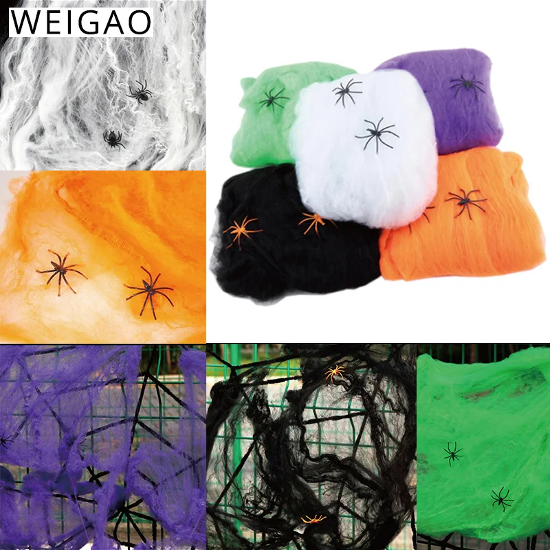 Halloween dekorácie pavúk bavlnené vlákno Spider Web Party rekvity Haunted House Artificial Spider Web Stracy Party Decorra