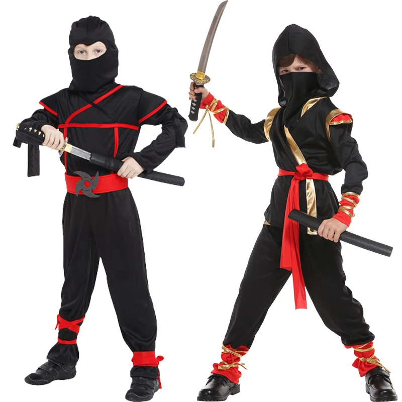 Halloween Deluxe Ninja kostým pre deti čierny kostým ninja pre chlapcov Ninja kostým sa oblieka s maskou