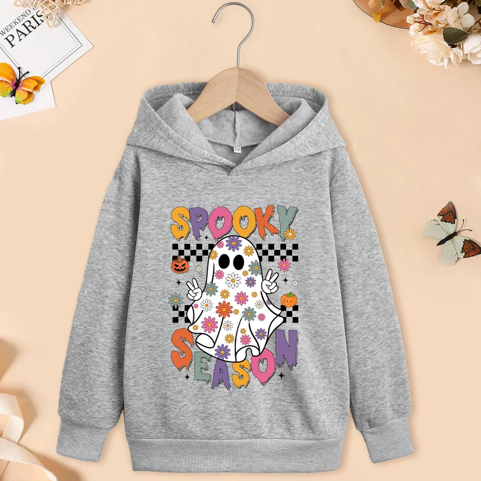 Halloween Ghost Children Street Fashion Sweater Boys Dievčatá vrcholy detského športového pulóveru vonku športová mikina