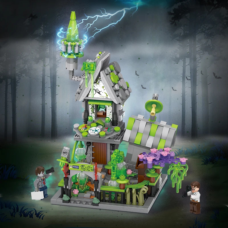 Halloween Horor čarodejnícke domy stavebné bloky Haunted House Zhromaždenie detských hračiek vzdelávací model ozdoby sviatky s dovolenkami darček