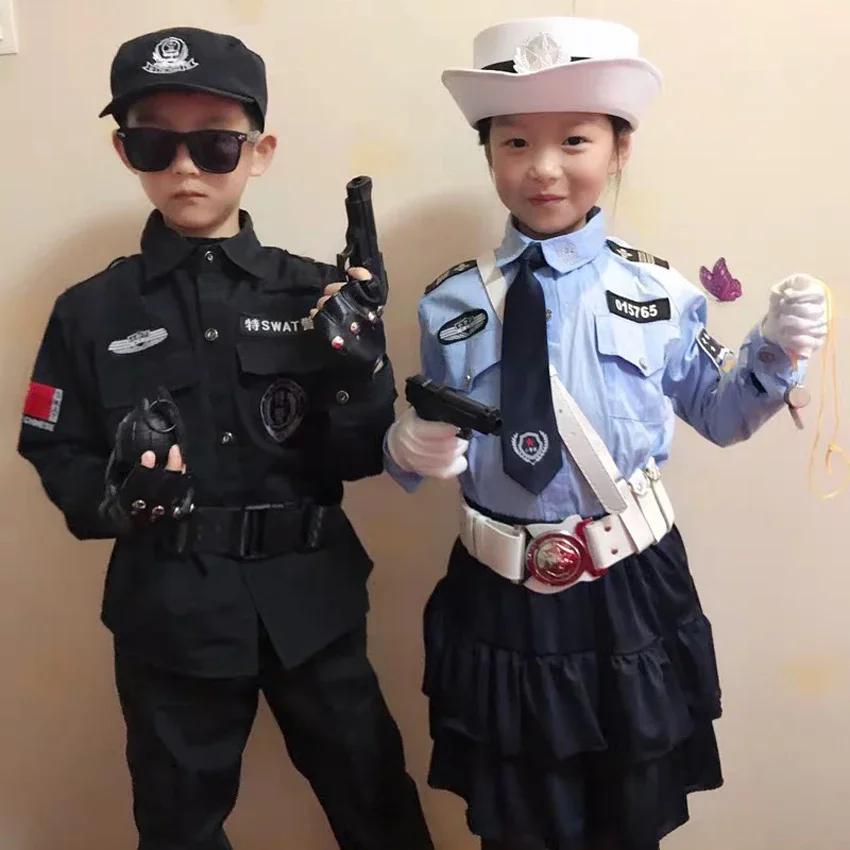 Halloween Karneval Party pre deti policajti Špeciálna sila Cosplay kostýmy policajt Officer Predstieranie oblečenia chlapci dievčatá vianočný darček