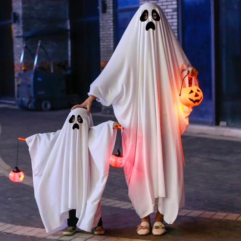Halloween kostým duchovný plášť dlhý mys pre deti deti Dospelí Horor Ghost Cosplay White Cloak Funny Ghost Face kostýmy