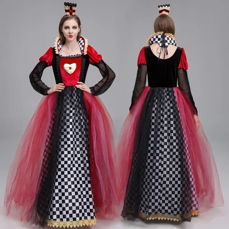 Halloween kostýmy pre ženy Červená kráľovná cosplay poker queen of Heart Dress Party Performance Clothing Karneval festival