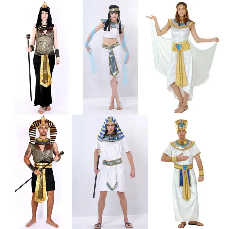 Halloween kostýmy Staroveký Egypt Egyptský faraón Kráľ cisárovná Kleopatra kráľovná kostým Cosplay oblečenie pre mužov Ženy