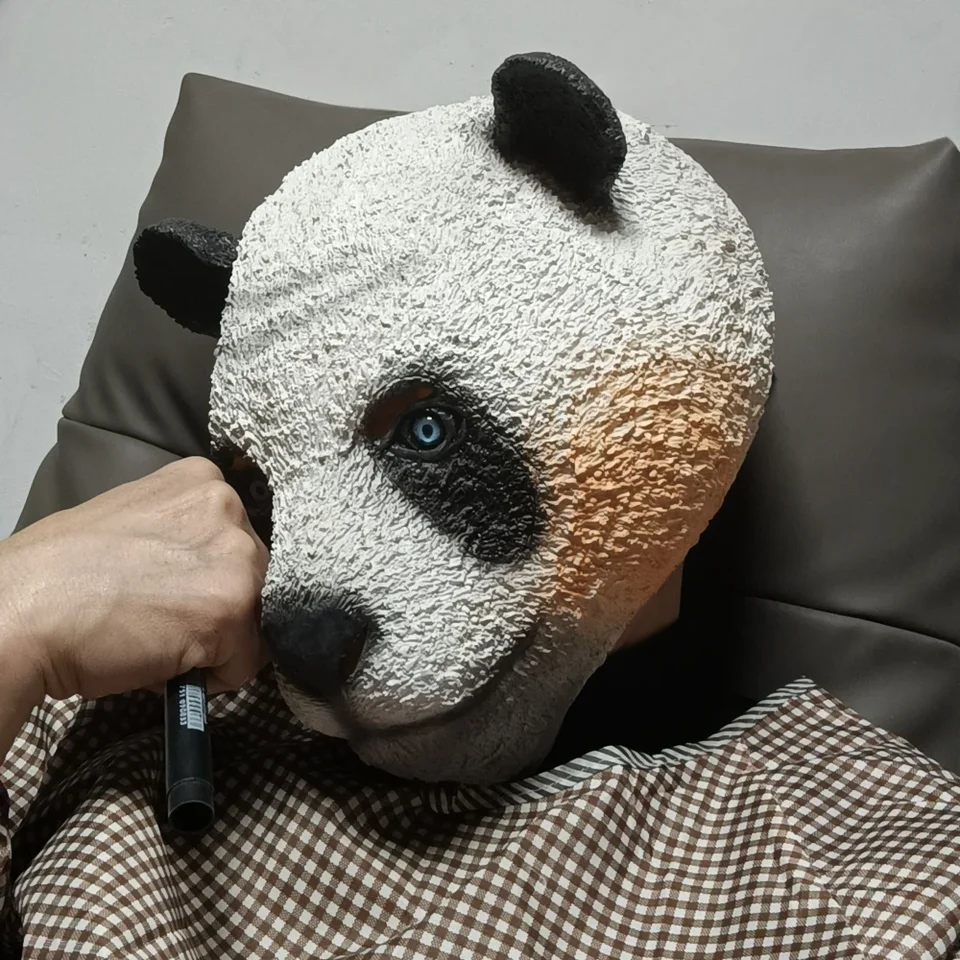 Halloween latex kostýmy Prop dospelé večierky Masky panda hlava prírodný silikónový gumový gum