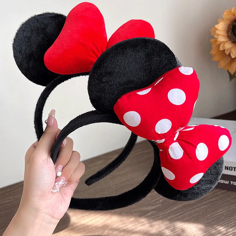 Halloween Mickey Minnie Ear Headband Dospelé deti Kawaii Flitry Bows Girl Party Hairband Cosplay plyšový poklesy k narodeninám darček 2024