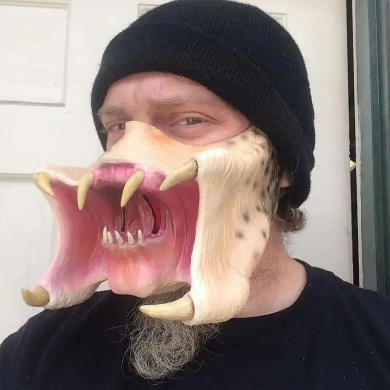 Halloween nový produkt Cosplay horor prop cudzie vojny Iron Blood bojovník latexová maska ​​napoly tvár Maska