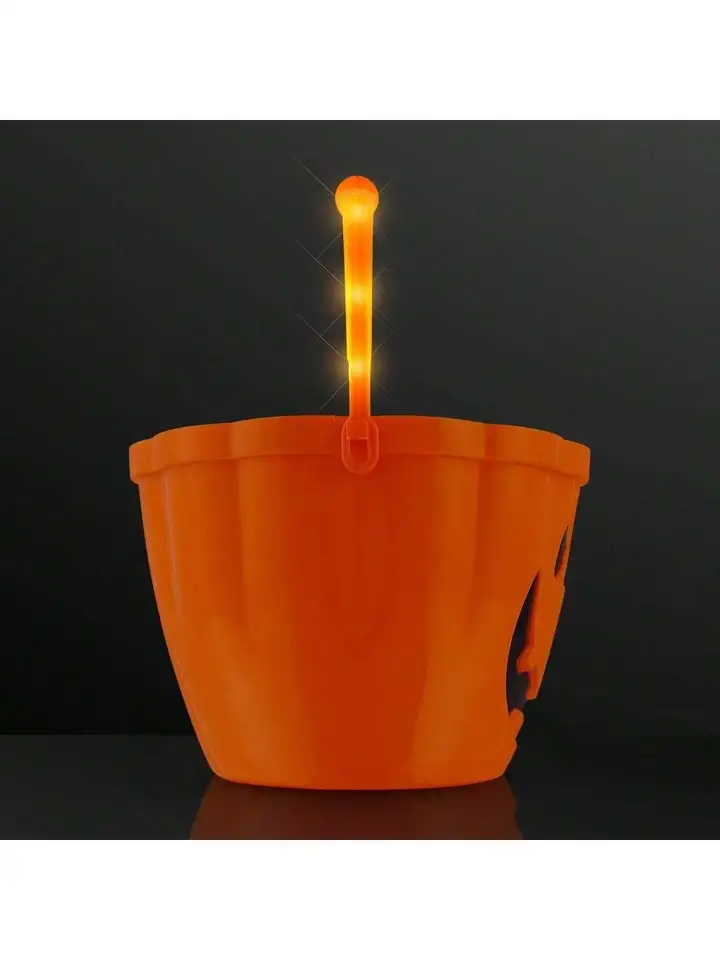 Halloween Party Decor Lantern Trick alebo Treat Pedrus Light Up Halloween Pumpkin Bucket s oranžovou LED rukoväťou