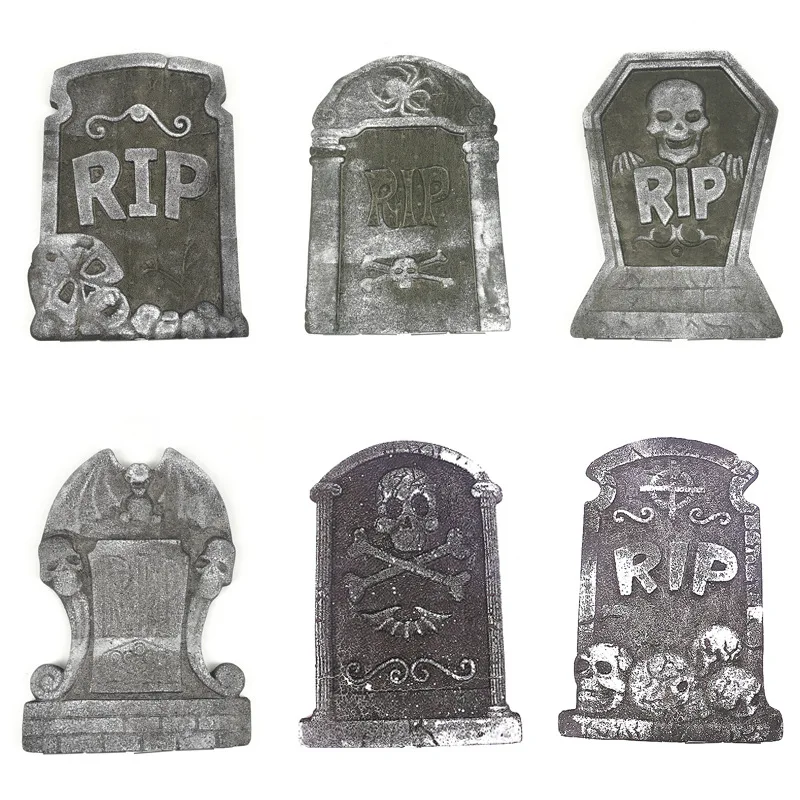 Halloween pena Tombstone Decotion Haunted House RIP Stone Stone Ress Party Decor Skeleton Tombstone Dekorácie