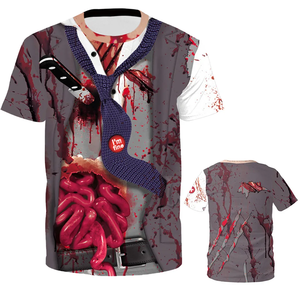 Halloween Pumpkin Horror Hip Hop Print Pánske tričko Prázdniny Kreatívna móda Alternatívne príležitostné oblečenie s krátkym rukávom
