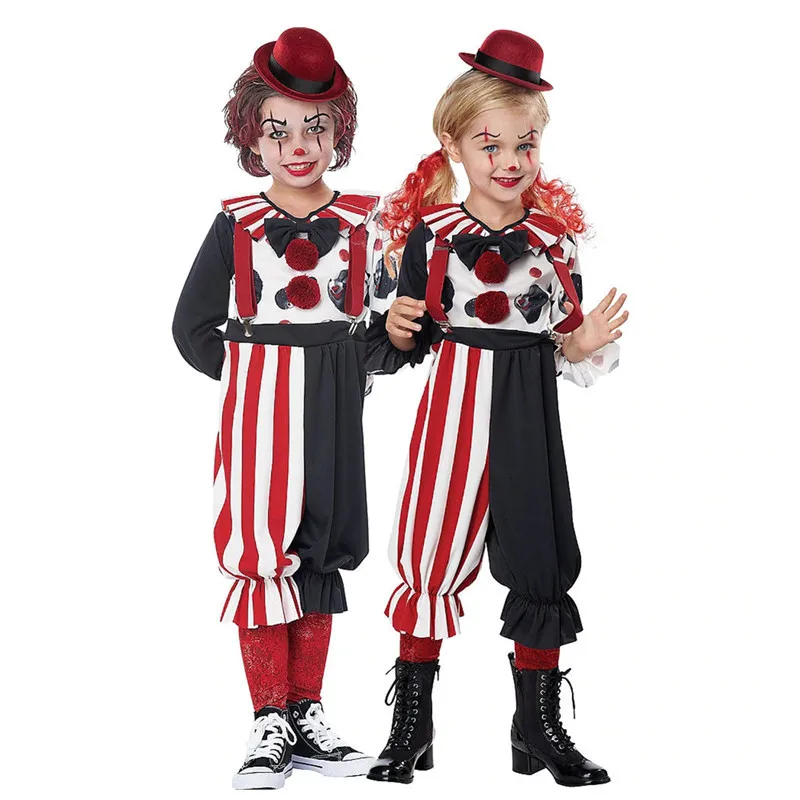 Halloween Purim Deti Naughty Funny Circus Clown Cosplay kostým deti narodeninové oslavy medové žolingové šaty