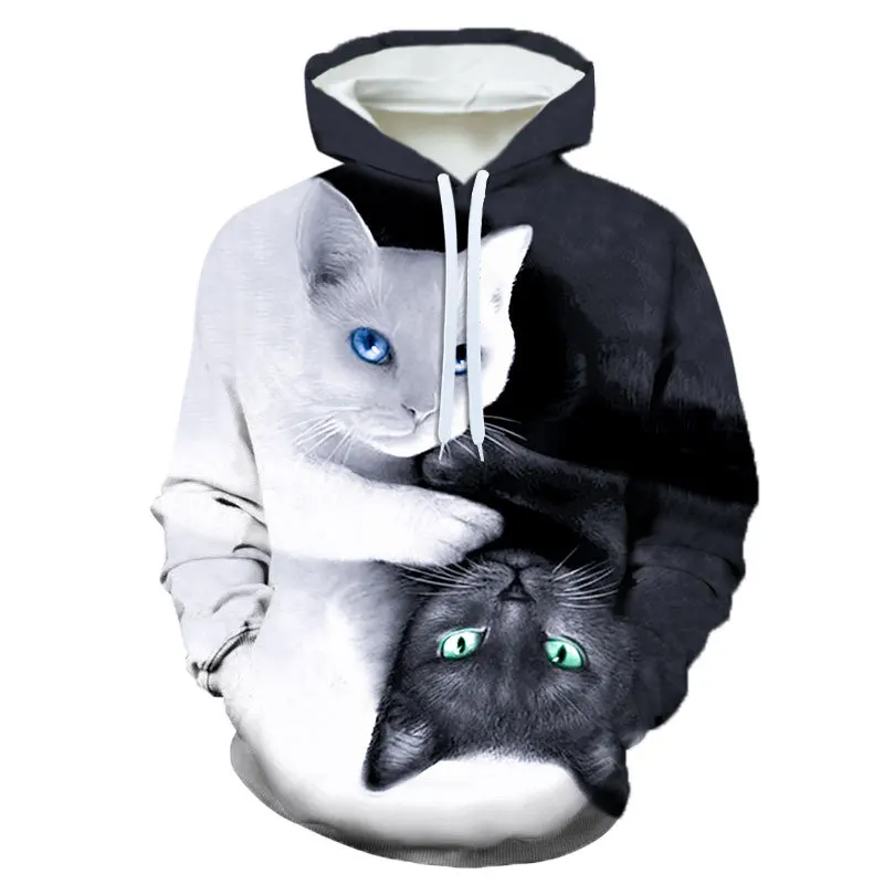 Halloween pánska mikina 3d mačka mačka tlač grafický pullover nový pár mikina nová neformálna módna dámska ulica Sudaderas
