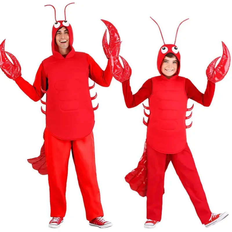 Halloween Red Lobster Krevety Cosplay oblečenie dospelých Crayfish Crab Costume Funny Dress Props Nový rok darček M70