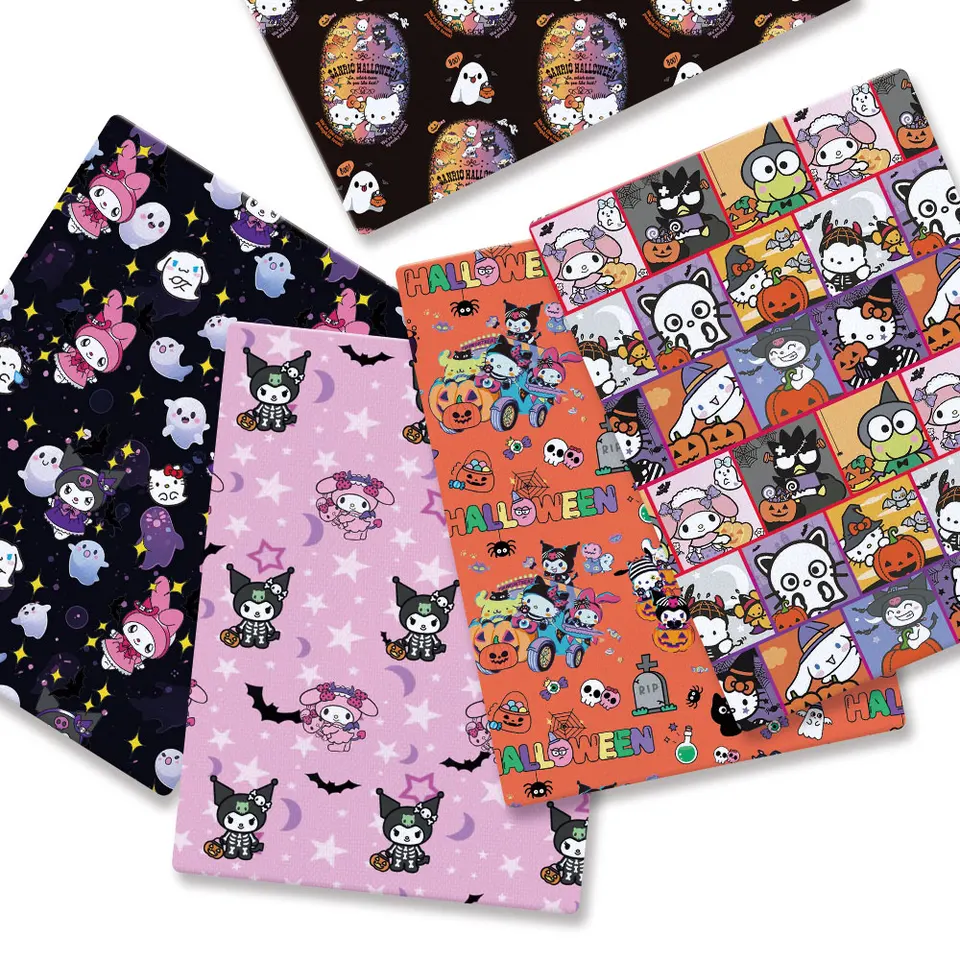 Halloween sanrio karikatúra bavlnená tkanina Patchwork tkanivo dieťa domáce textilné šijacie šaty pre bábiky Curtain Polyester Cotton Tkanina
