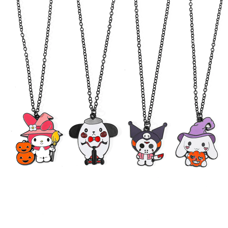 Halloween Sanrio Kawaii Náhrdelné kúzla, Kuromi, MymeLody, Cinnamoroll, Pochacco Pumpkin, Party Accessories, Darčeky šperkov