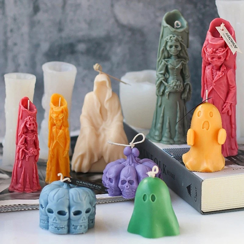Halloween Series Aromaterapia Sviečka Sviečka Silikónová plesní lebka hlava Svadobná sadrová pleseň Deskota