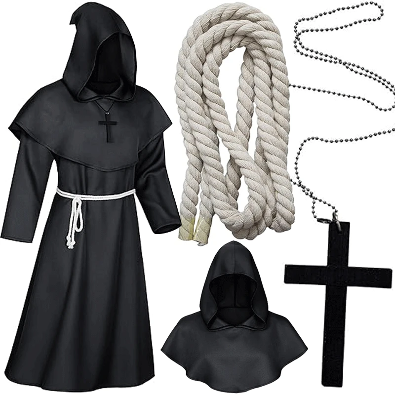 Halloween Sprievodca kostým Cosplay Cosplay Stredoveké kapucňa plášť kostýmy mních mních mních mních mních mních kňaz kňaz kostým staroveký oblečenie kresťanský oblek