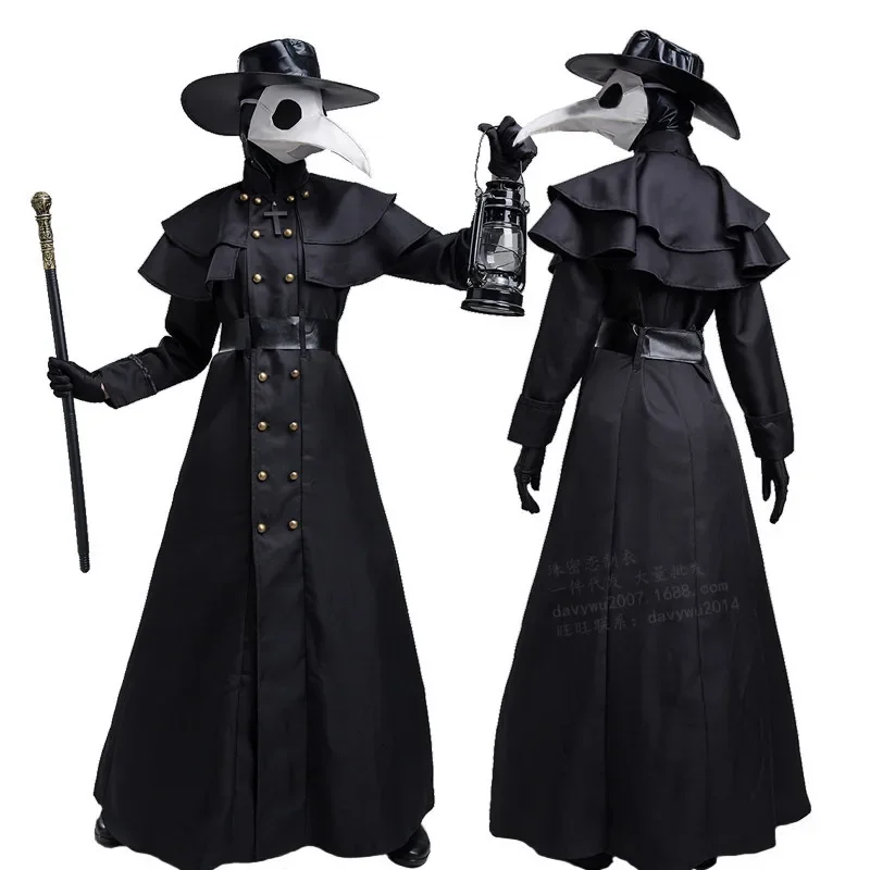 Halloween Stredoveké kapucňa rúcho mor moru kostým masku pre mužov mních cosplay parný kňaz kňaz horor čarodejník Cloak Cape 5xl