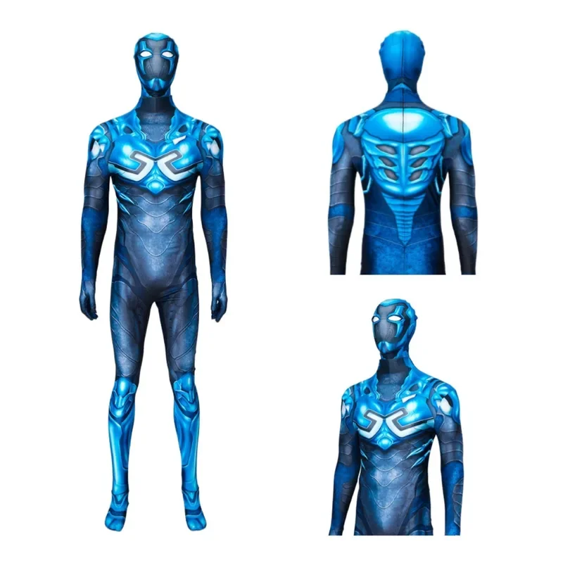 Halloween superhrdina Blue Beetle Cosplay kostým Jareyes kombinéza 3D tlač modrá telesa zentai oblek pre dospelých detí